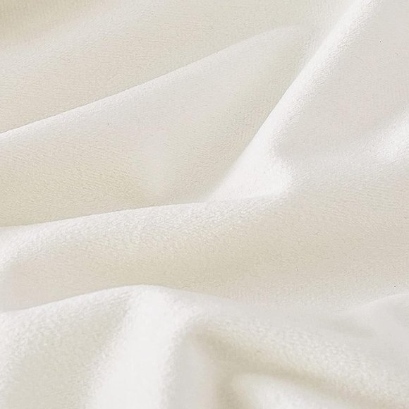 Set of 2 Ivory Soft Velvety Velour Pom Pom Trim Velvet Pillow Covers Pillows New - Picture 3 of 9